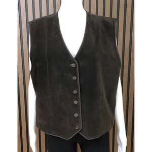 Sonoma Jean Company Men's Brown Suede Leather Western‎ Vest XL Button Front